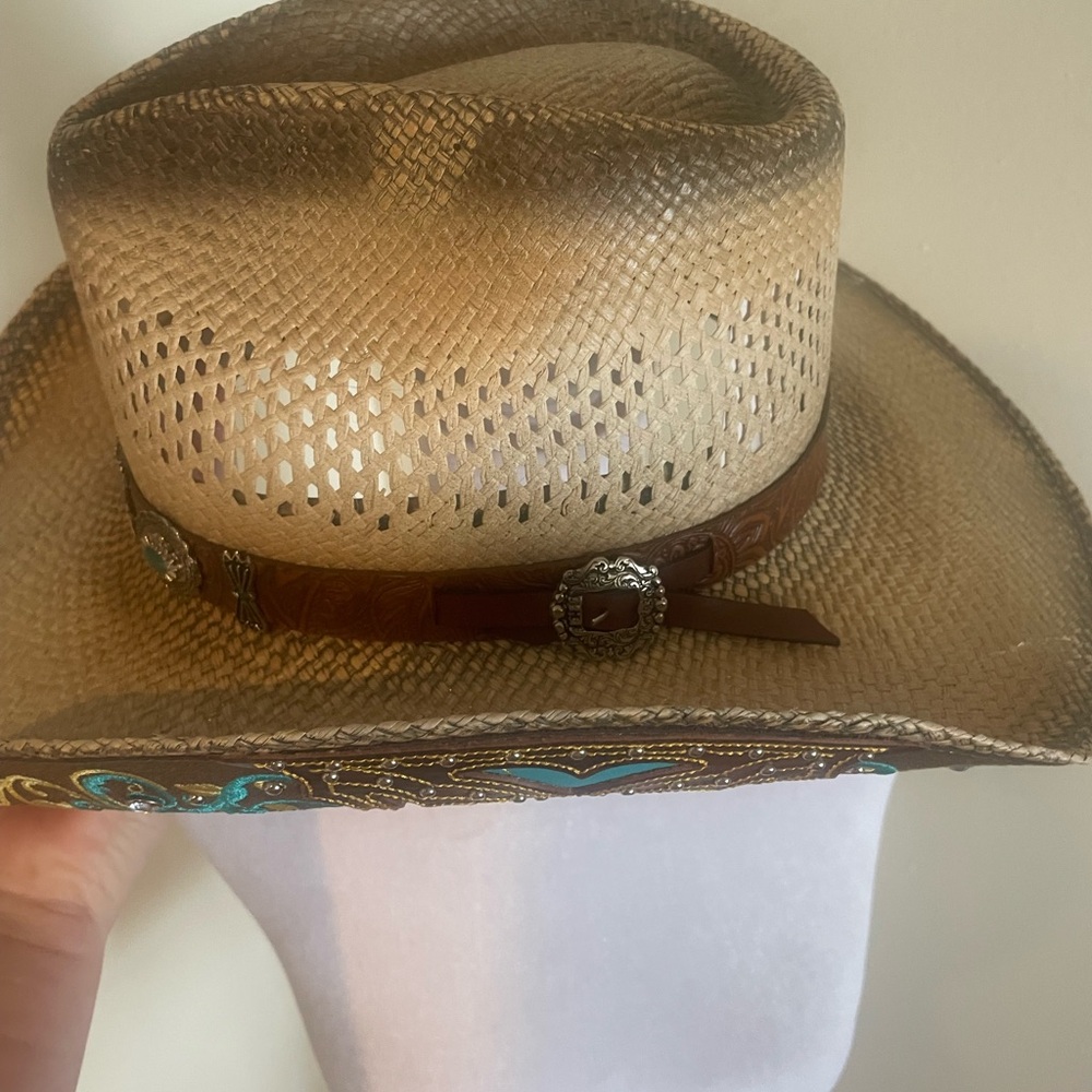 Stampede Cowboy Hat with Turquoise Concho Band - Picture 4 of 8